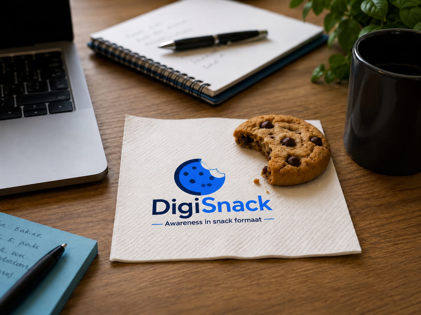 Snackmoment met laptop als verwijzing naar de naam DigiSnack